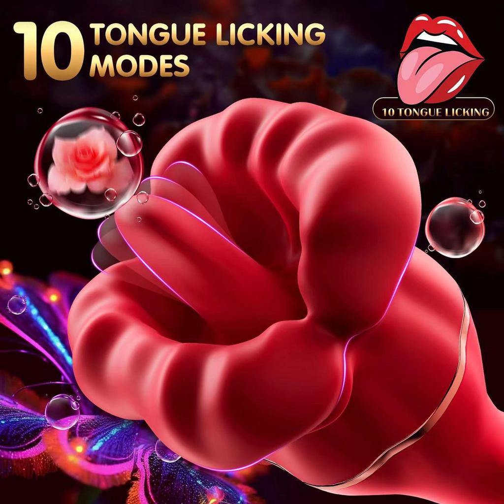 Red Lips Tongue Vibrator for Women: Clitoral & Breast Stimulation Adult Toy