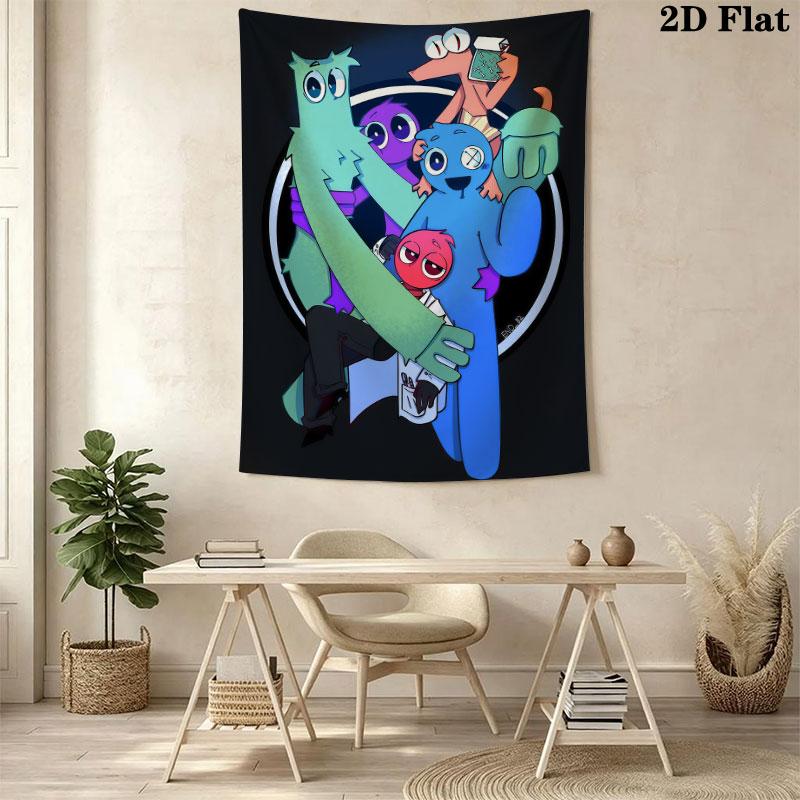 Rainbow Friends Force Wandteppich Ästhetischer Wandbehang Bedruckte Stoffdecke Dekorative Wandteppiche für Schlafzimmer Wohnzimmer Heimdekoration