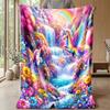Magical Unicorn Among Flowers Theme Blanket Lightweight Warm Flannel Blanket Decorative Throw Blanket for Home Decoration
