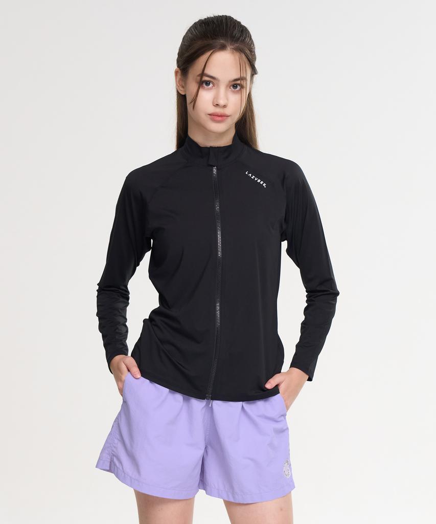 Leijibi [Set] Essential Loose Fit Long Sleeve Zip-Up Rash Guard + Swimsuit Shorts Set M (6 Colors) (C Type)