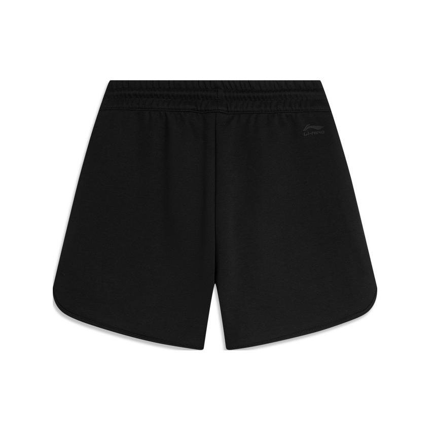 Li Ning X Disney Sampu Rabbit Collaboration Series Solid Color Lace-Up Straight Leg Casual Shorts Women shorts Black AKSU712-1