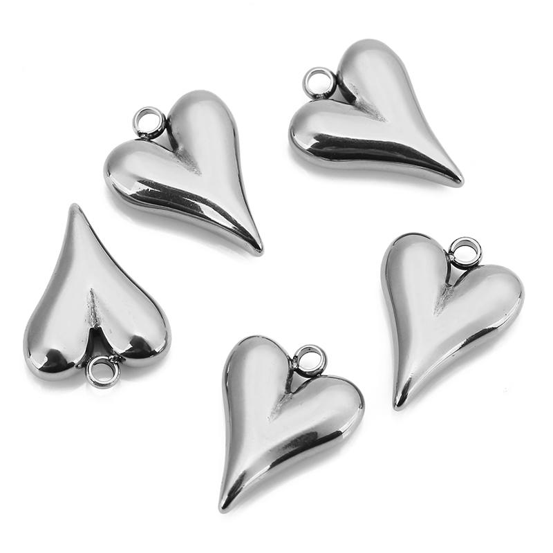 5pcs Stainless Steel Big Hole Love Heart Charms Pendants for Women Earrings Necklace Bracelets Jewelry Making Supplies Findings