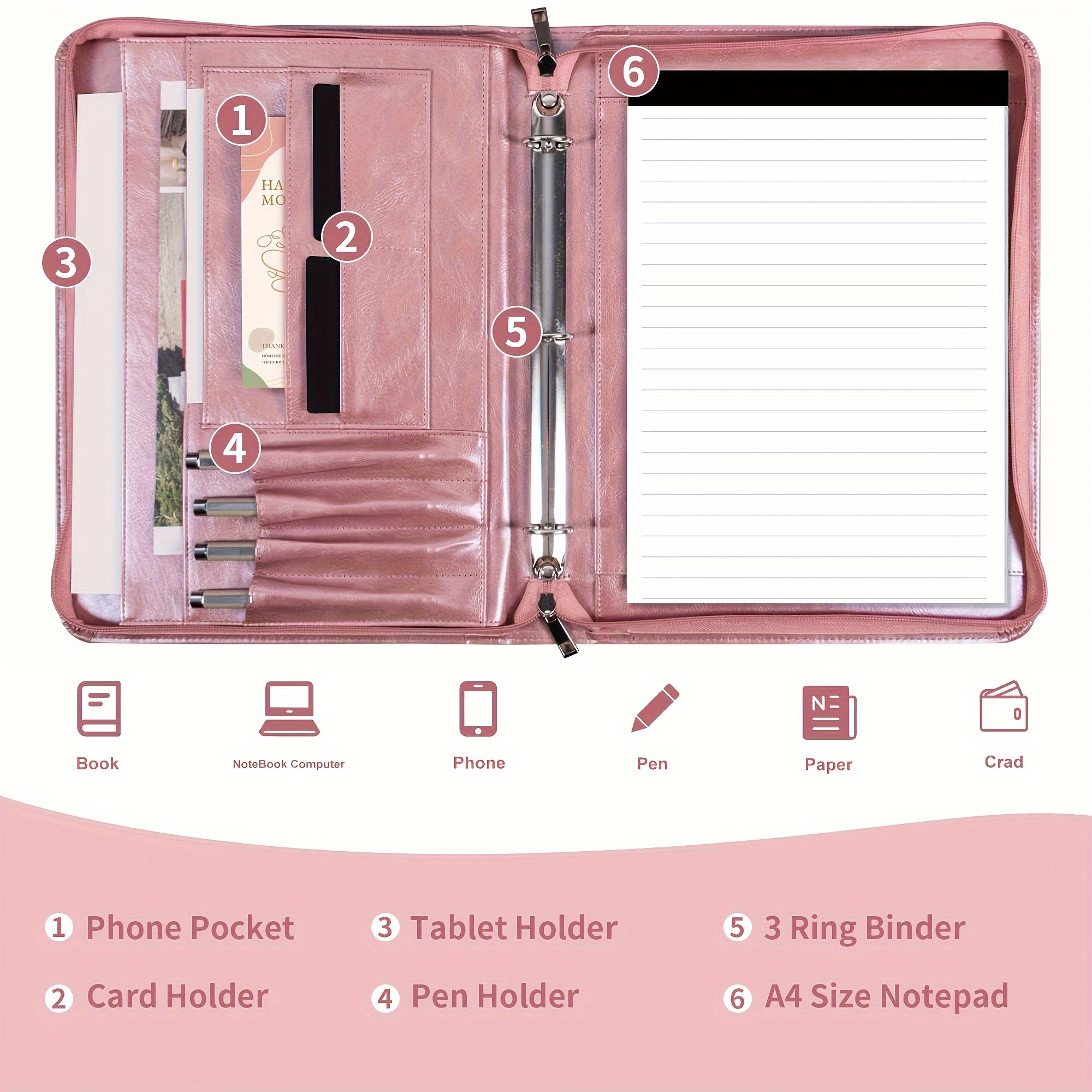 

Rose Golden PU Leather Portfolio for Women, A4 Zipper Binder. Professional Business Organizer, Perfect Christmas Gift. Shop Now!
