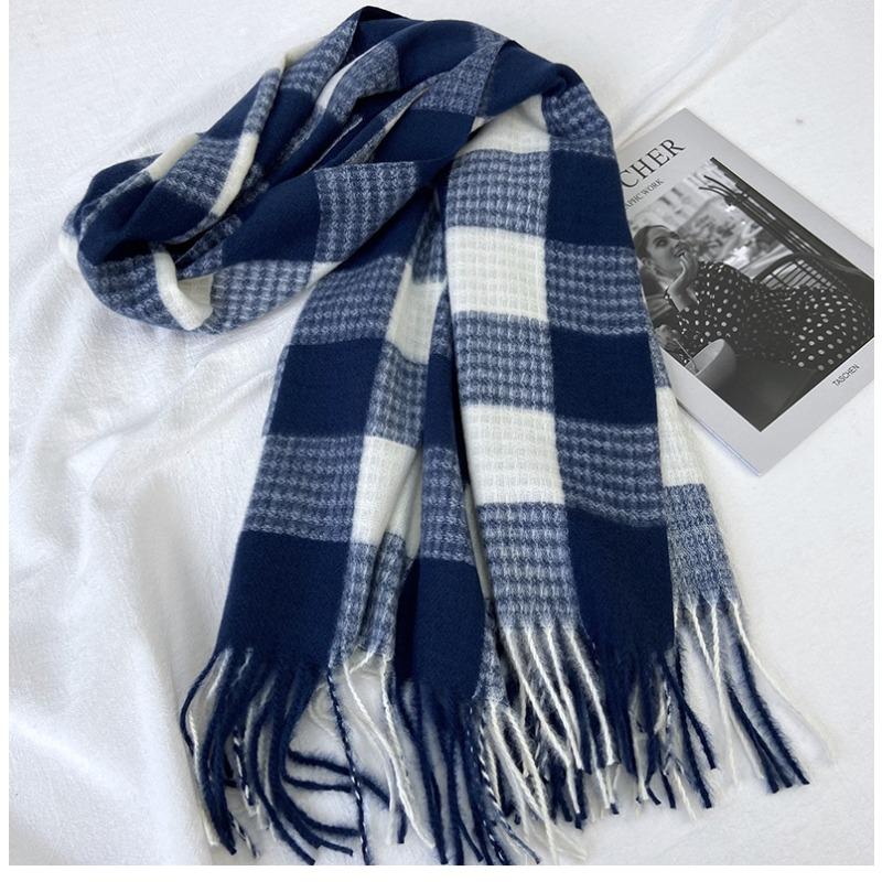 Scarf Women's Autumn and Winter New Imitation Cashmere Fringed Scarf Versatile Warm Thickened Plaid Shawl