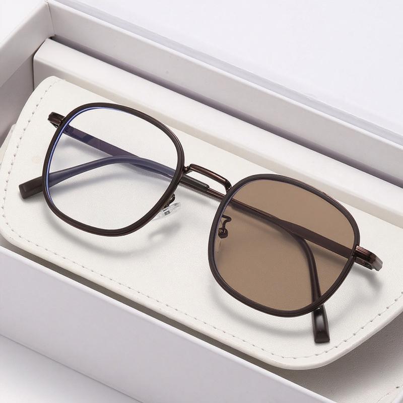 Simple And Stylish Large Frame Photochromic Myopia Glasses Retro Round Frame High-Definition Anti Blue Light Glasses Unisex