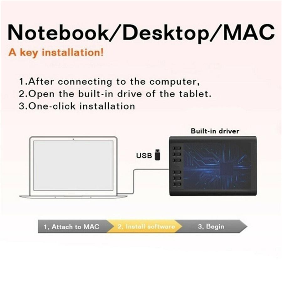 6'' Graphics Tablet 8192 Drawing Tablet Digital Tablet 233 Point Quick Reading