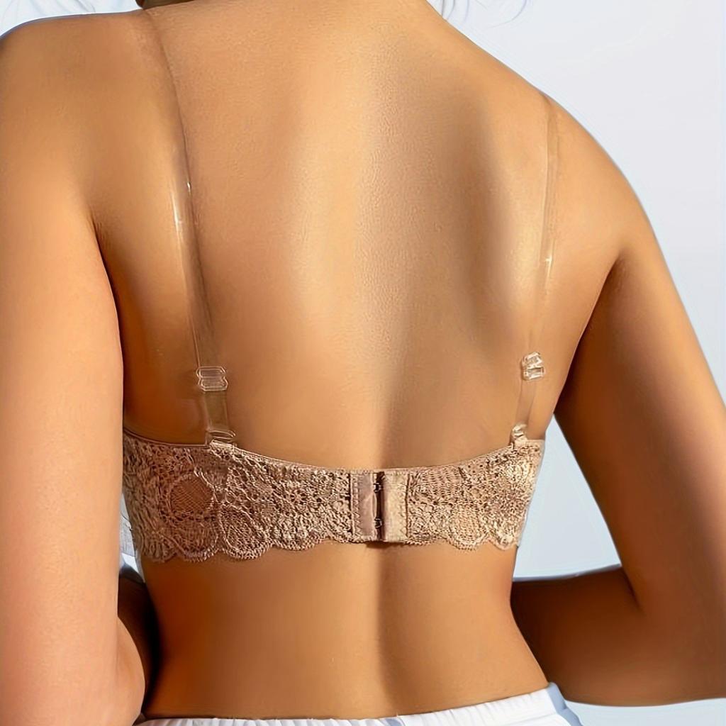 Sujetador Invisible de Encaje Bordado con Alas Laterales para Sujetar los Senos Laterales y Recoger Vestidos de Novia Especial Anti-exposición Hermoso Top Tubo de Espalda Descubierta