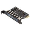 Adapter Card PCIE To USB 3.0 7 Ports 5Gbps Fast Transmission Speed USB Module Expansion Card 5V