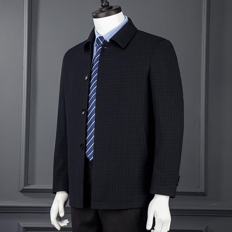 

Новая осенне-зимняя куртка с пуговицами на лацканах, деловая повседневная мужская куртка, темная клетчатая куртка, мужская одежда 195