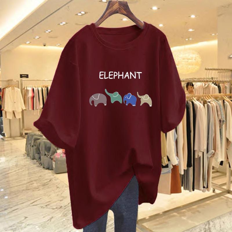 Large Size White T-shirt Women's Short-sleeved Medium and Long 2025 Summer New Loose Pure Cotton Butt-covering T-shirt Tide