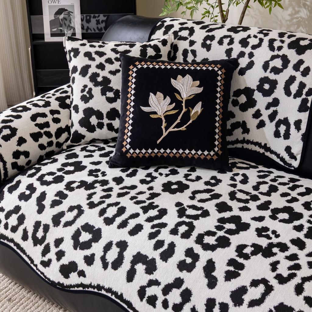 1 Stück Neue Leopard Jacquard Chenille Sofakissen – Rutschfest Unregelmäßige Form Sofaüberwurf Ganzjahres Couchbezug Möbel Heimdeko