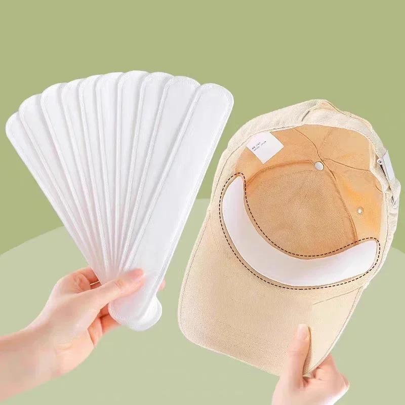 10-40pcs Women's Hat Sweat Absorber Stickers Men Anti-dirt Sports Belt Cap Rim Invisible White Tape Hat Size Reducer Liner Pads