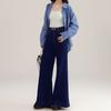 Commuter niche double-button wide-leg jeans women's spring and autumn new trend, thin and mop jeans tide
