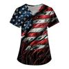 Women V Neck Short Sleeve Printed Scrub Top Nurse Uniform Shirt Comfortable Lightweight Fabric Loose Fit