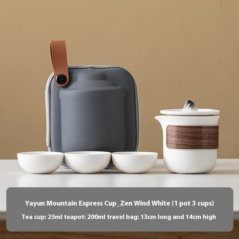 

Portable Travel Tea Set Small Set Outdoor Modern Ceramic Kung Fu Breaking Teapot Teacup Camping Kuaike Cup Tea Set Chinese