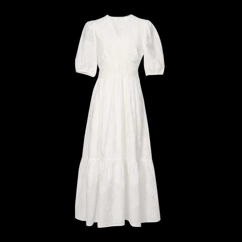 Women's V-Neck Embroidered Midi Dress