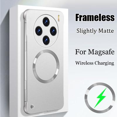 For Magsafe Magnetic Frameless Phone Case For Vivo X200 Pro X100 Ultra Wireless Charging Magsafing Borderless Tough Cover For Vivo X100S X200 S19 Pro