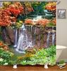 Forest Landscape Bathroom Curtain 3D Natural Scenery Waterfall Printing Shower Curtains Waterproof Polyester Home Decoration
