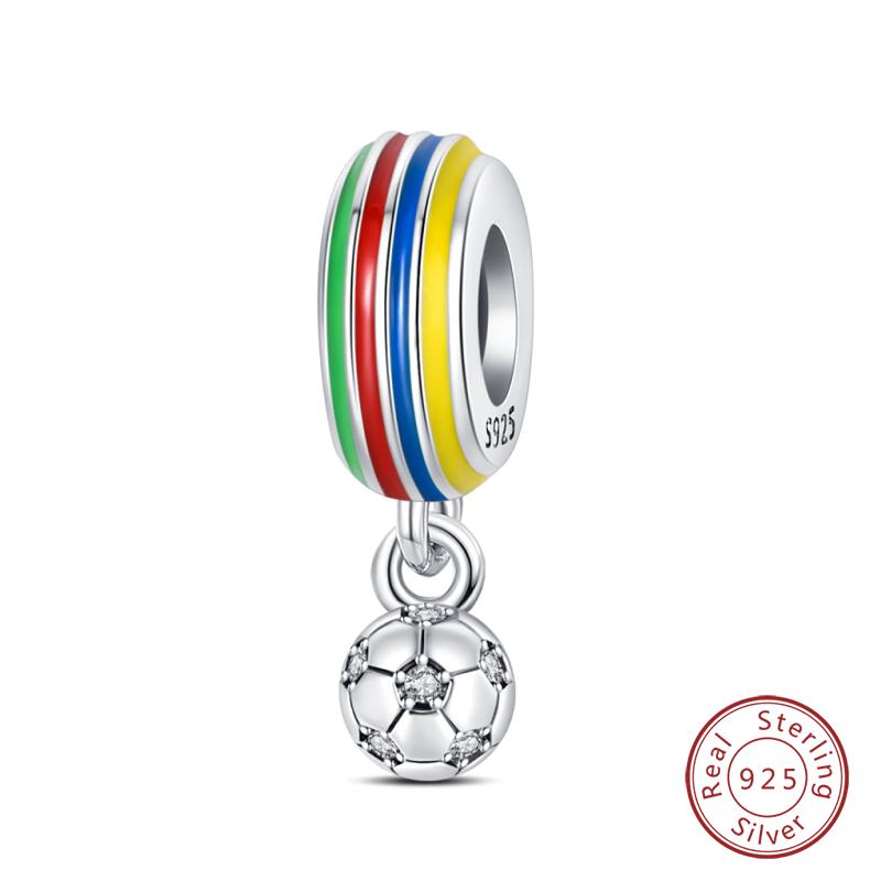 New In Copper Football Baseball Dumbbell Badminton Charms Beads Fit Qikaola Original Bracelet Fine Diy Jewelry Gift