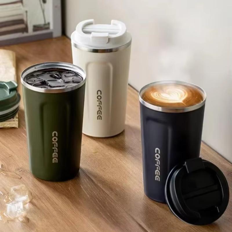 Copo de Café Térmico de Aço Inoxidável 380/510ML Caneca Térmica à Prova de Vazamentos Garrafa Térmica de Viagem Vácuo Térmico Copo Isolado Garrafa de Água
