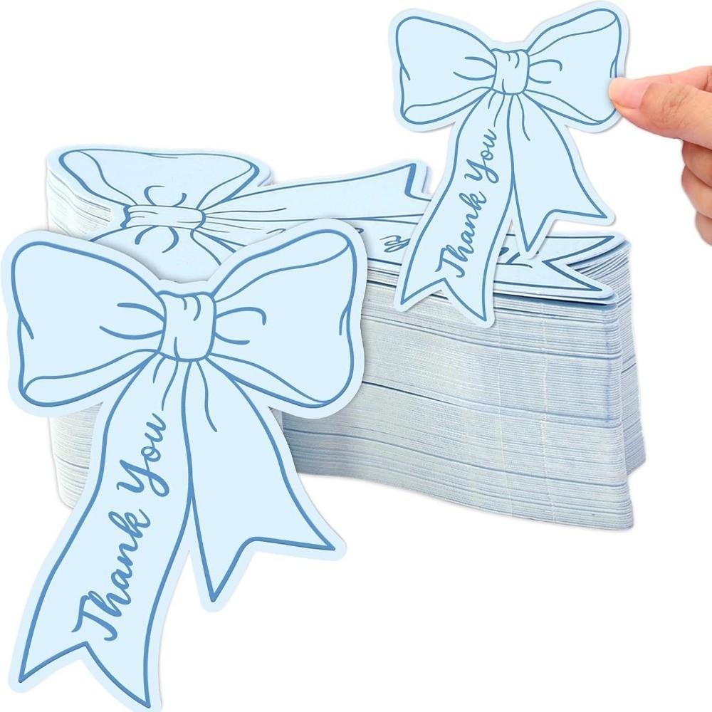 100pcs 2.5x3.5 Inch Thank You Cards Paper Pink Bow Gift Card Handwritten Style DIY Crafts Bowknot Cards Happy Valentines Days