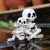 Parent-child Fishing Skeleton Figurine, Resin Outdoor Garden Pond Decoration Statue, Halloween Handicraft