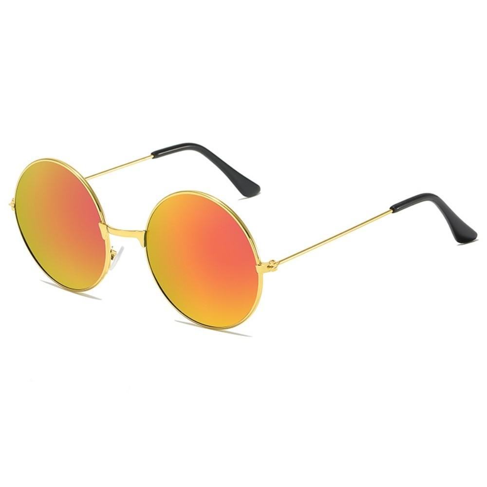 Metal Round-frame Sunglasses Hip Hop Candy Color Lens Circle Sun Glasses Anti UV Street Photography Women Eyewear