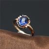 Purple Gold Inlaid With Natural Sparkling Blue Stone Temperament Elegant And Exquisite Rose Gold Plated Open Ring