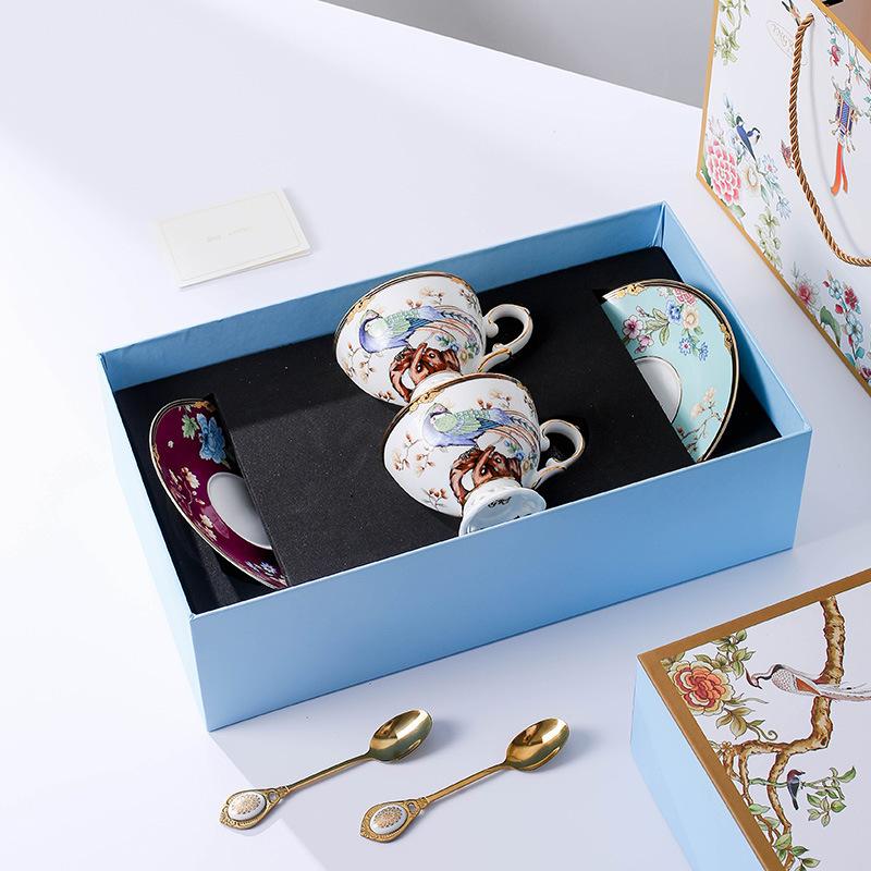 Light Luxury Bone China Coffee Cups And Saucers, High-End Exquisite Household Afternoon Tea Set, Cup Couple Cup Gift Box.