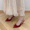 Fashion Women Sandals New Bow Slingbacks High Heels Sandals Women Sexy Pointed Toe Patent Leather Elegant High Heels Shoes for Women