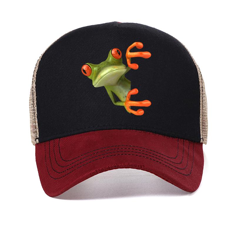 

Summer Cap Sun Visor hat 3D printing Man I Love Frogs Hip Hop Caps Outdoor Snapback hats Adjustable Mesh Baseball Cap Adjustable красный