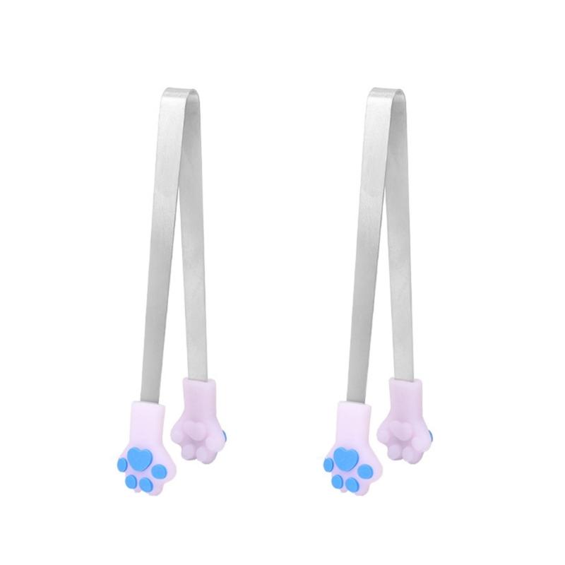 

Pack of 2 Silicones Mini Tongs Cats Paws Design Food Tongs for Kids Suitable for Cookie Candy Fruits and Ice Cubes