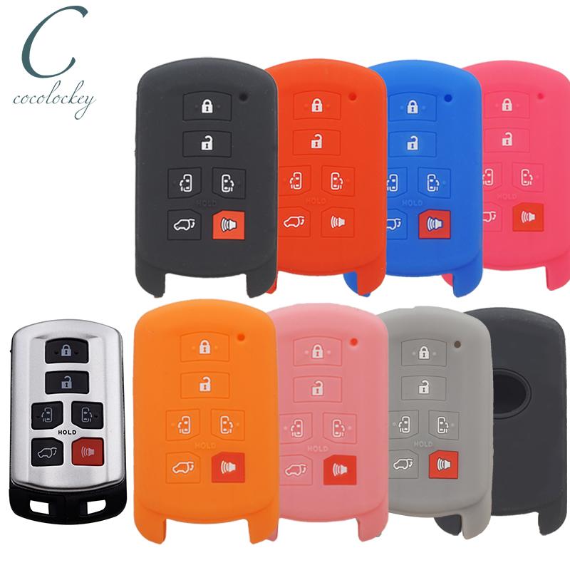 Cocolockey Silicone Car Key Cover Case Holder For Toyota Sienna 6Buttons Remote Key Fit For Sienna 2012- Car Accessories