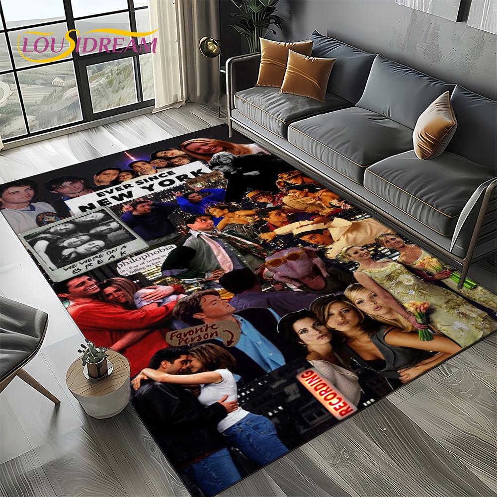 Tappeto Central Perk Friends TV Show per Soggiorno Camera da Letto Casa Decorazione Divano, Tappeto per Area Giochi Bambini Tappetino Antiscivolo Regalo