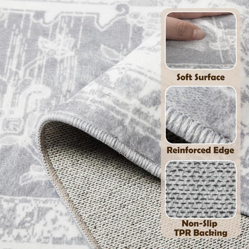 Modern Geometric Area Rug Living Room Bedroom Non-Slip Washable Soft Faux Wool Carpet Square