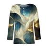 Women's New Button-Down Fashion Printing Long Sleeves T-Shirt Slim Top Casual Tops