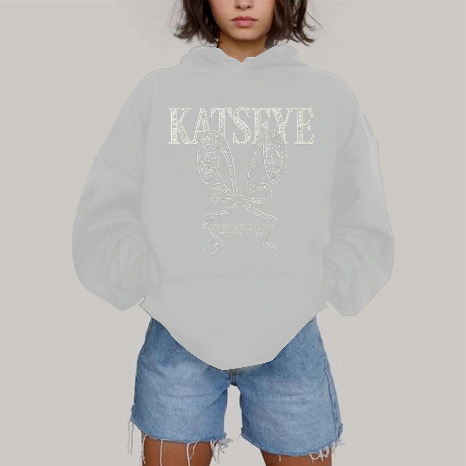 

Женская модная повседневная толстовка с капюшоном, длинным рукавом и принтом XL белый