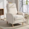 Reclining Relax Armchair Upholstered in Synthetic Linen with Footrest and Side Pockets Load 135 kg Cream