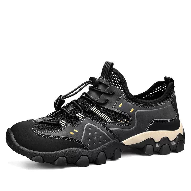 Men's Mesh Shoes Hollow Breathable Mesh Cloth Men's Sandals Non-slip Casual Shoes Fashionable Summer High-quality Outdoor Hiking Shoes