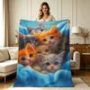 All Season Flannel Blanket with Cute Kittens Group Print Soft Warm Throw Blanket for Couch Sofa Bed Office Living Room Home Decorative Flannel Blanket