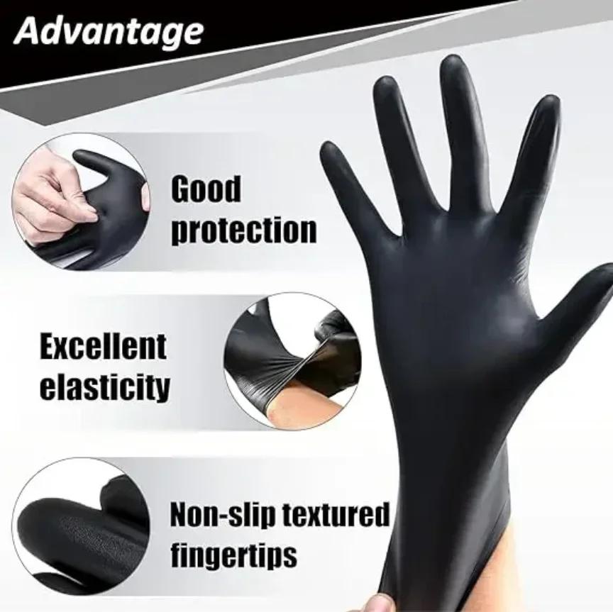 100/10Pcs Thickened Disposable Nitrile Gloves High Quality Black Car Cleaning Dusting Gloves Repair Work Gloves Auto Accessoires