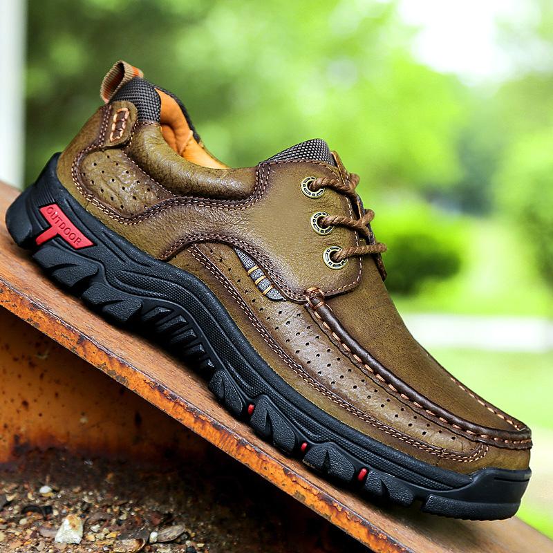 Fashion Genuine Leather Mens Shoes Fashion Handmade Work Lace-up Flats Shoes Male Sneakers Comfortable Business Walking Shoes 38-46