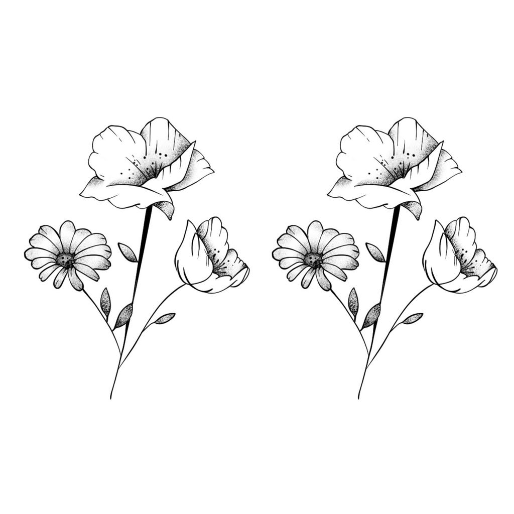 High-End Small Fresh Color Beautiful English Flower Hand Collarbone Simulation Flower Tattoo Sticker
