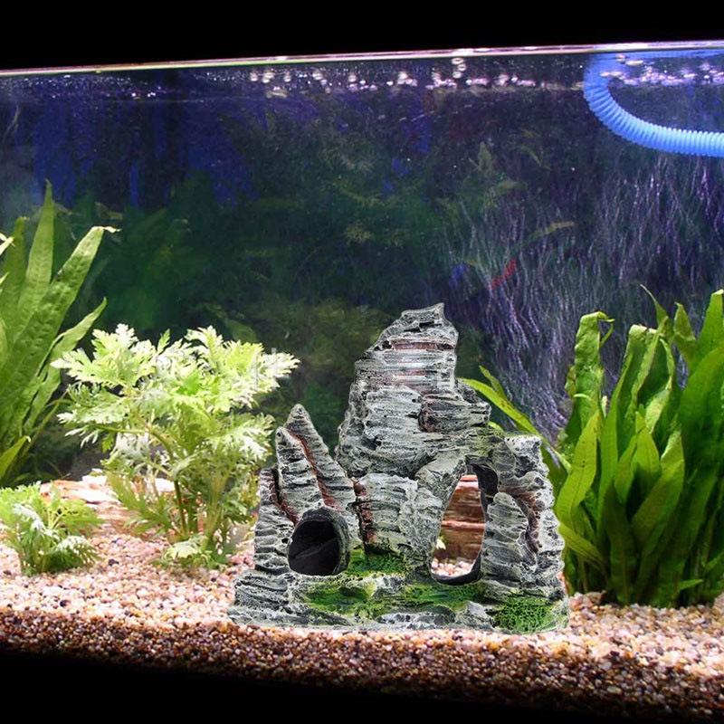 Decorazione Rocciosa in Resina per Acquario: Paesaggio Artificiale di Montagne e Acqua per Acquari