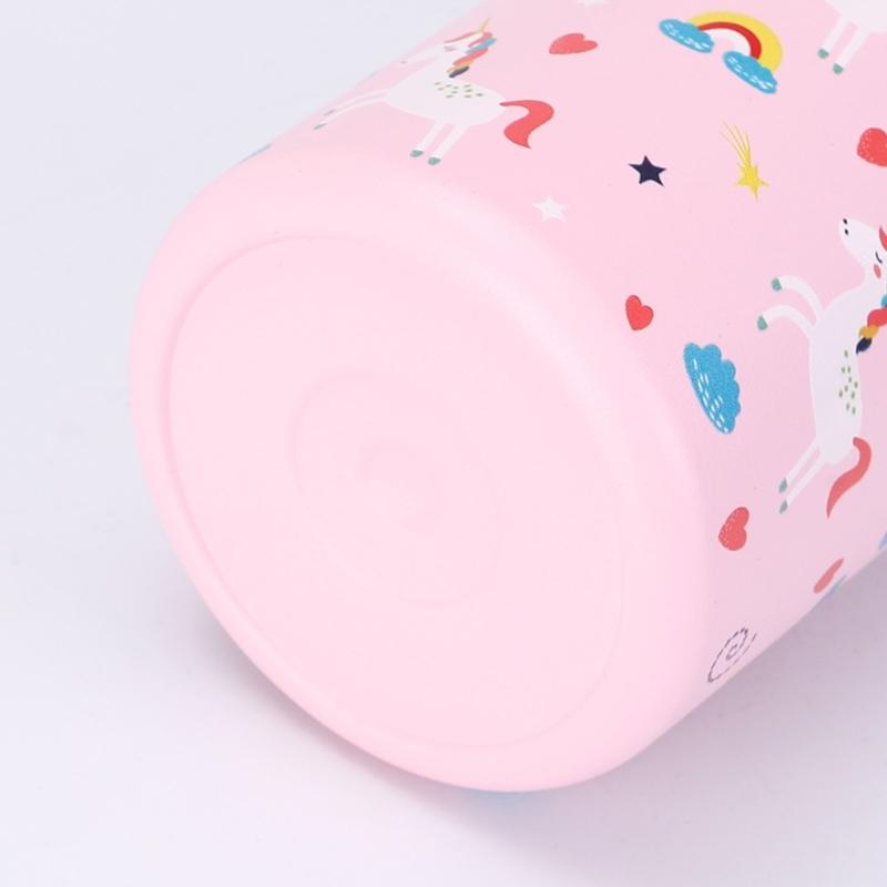 Wide Mouth Thermal Stainless Steel Water Cup Cartoon Handle Straw Tumblers Water Bottle for Outdoors
