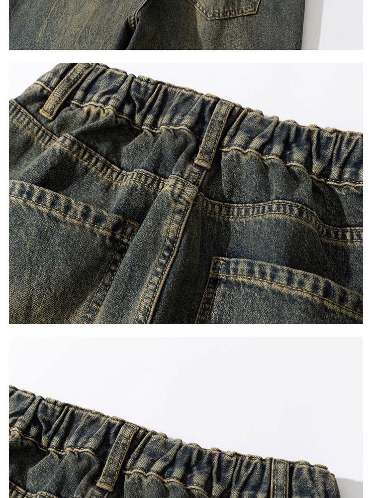 Męskie jeansy retro o luźnym kroju z prostą nogawką - japoński trend prania w żółtym błocie