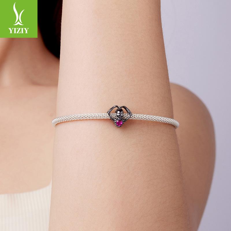 Halloween Than Heart Skull Beading Accessories Funny Festival S925 Silver Plated Black Gold Beads Beading