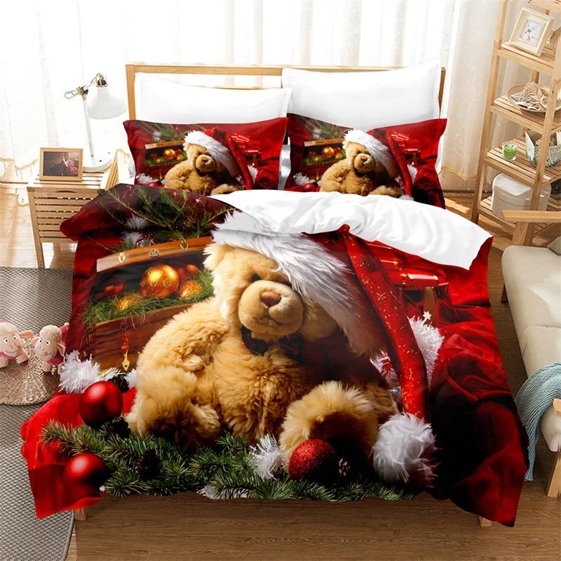 Santa Claus Bedding Set Duvet Cover New Year Gift Quilt Cover Boys Girls Bed Set Christmas Decorations House Bedding Set