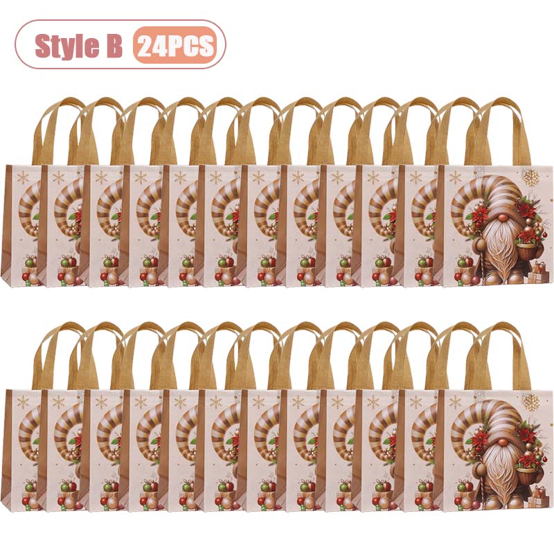 12-36PCS Christmas Tote Bag Gold Waterproof Foldable Large Capacity Shopping Bag Reusable Holiday Gift Bag for Party Supplies