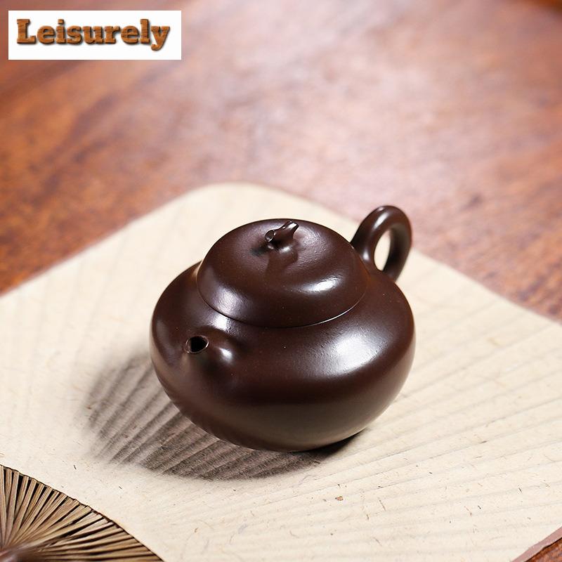 120ml Creative Yixing Purple Clay Teapots Handmade Eggplant Pot Raw Ore Purple Zhu Mud Kettle Zisha Tea Set Drinkware Supplies